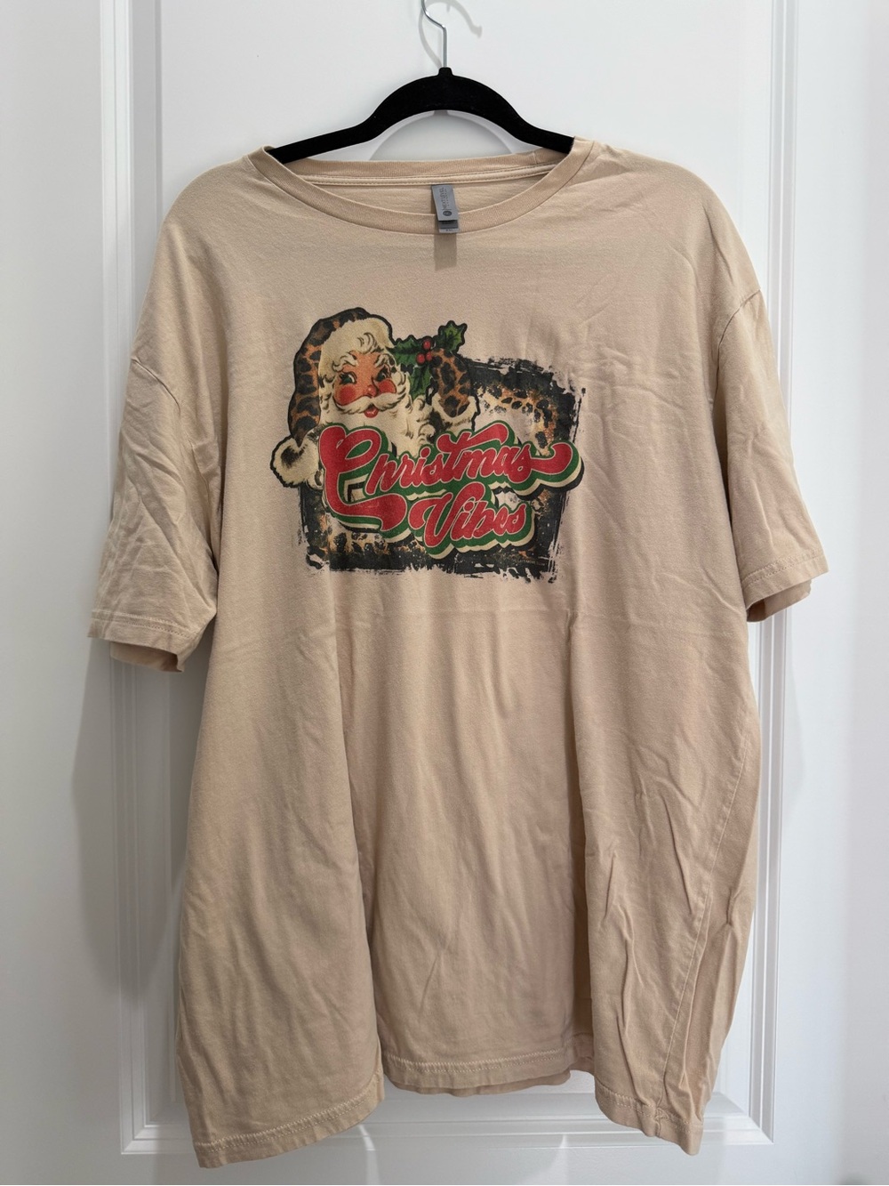 Next Level Apparel Beige Short-Sleeve 'Christmas Vibes' Graphic Tee